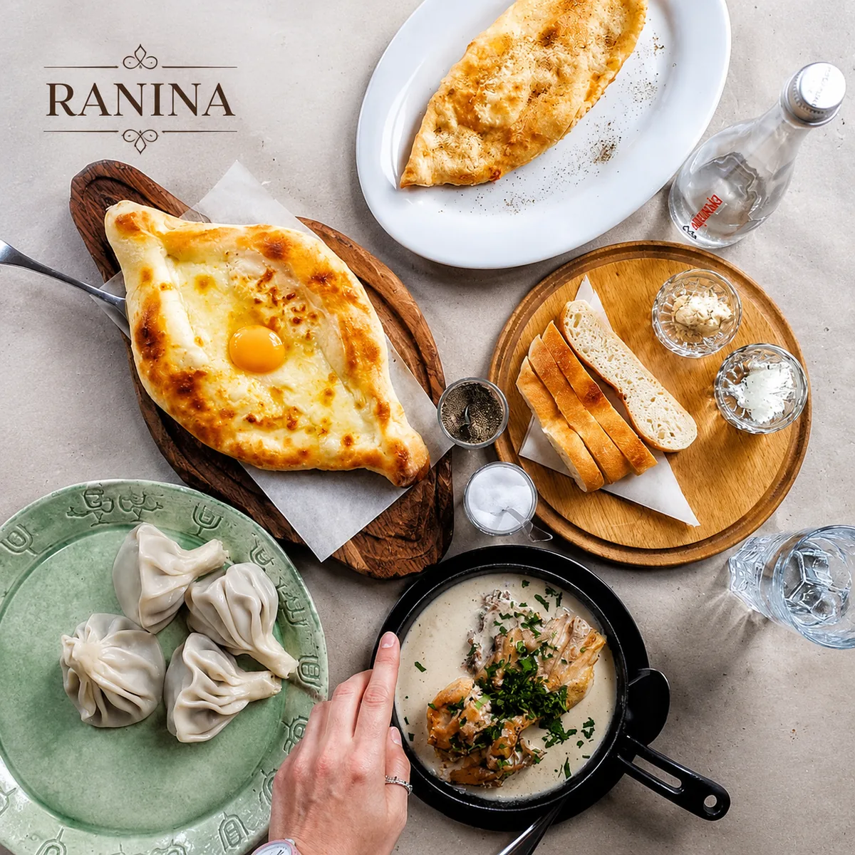 Traditional Georgian food at Ranina